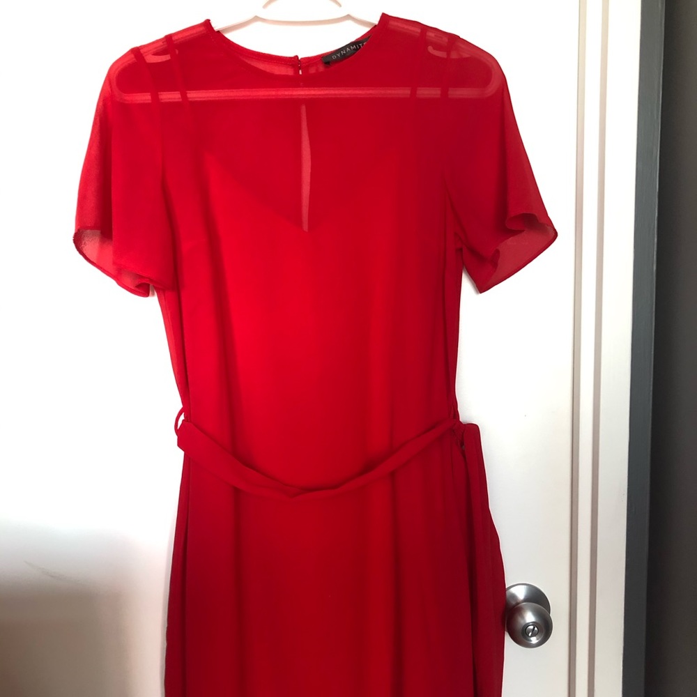 Dynamite Red Belted Dress
